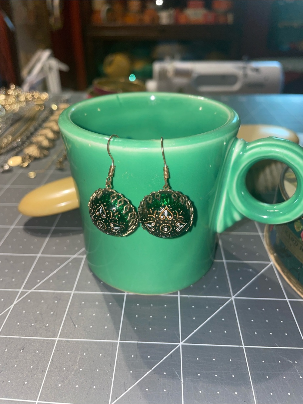 Vintage button earrings